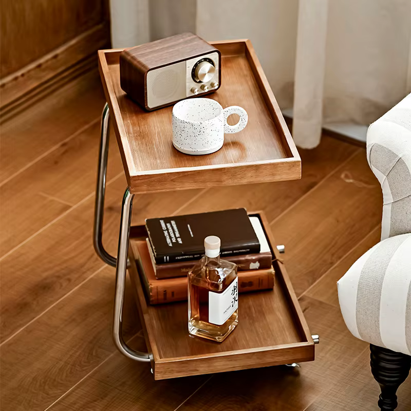 Table d'appoint de canapé rétro en bois