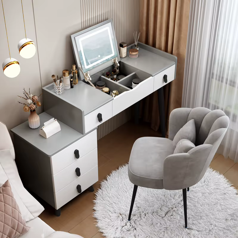 Nouveau Style rabattable Coiffeuse Chambre petite unité de luxe miroir caché