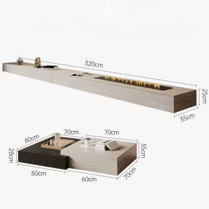 Meuble TV de luxe avec foyer intégré