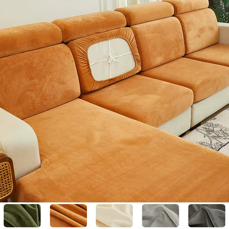 Juste de coussin de canapé en velours extensible