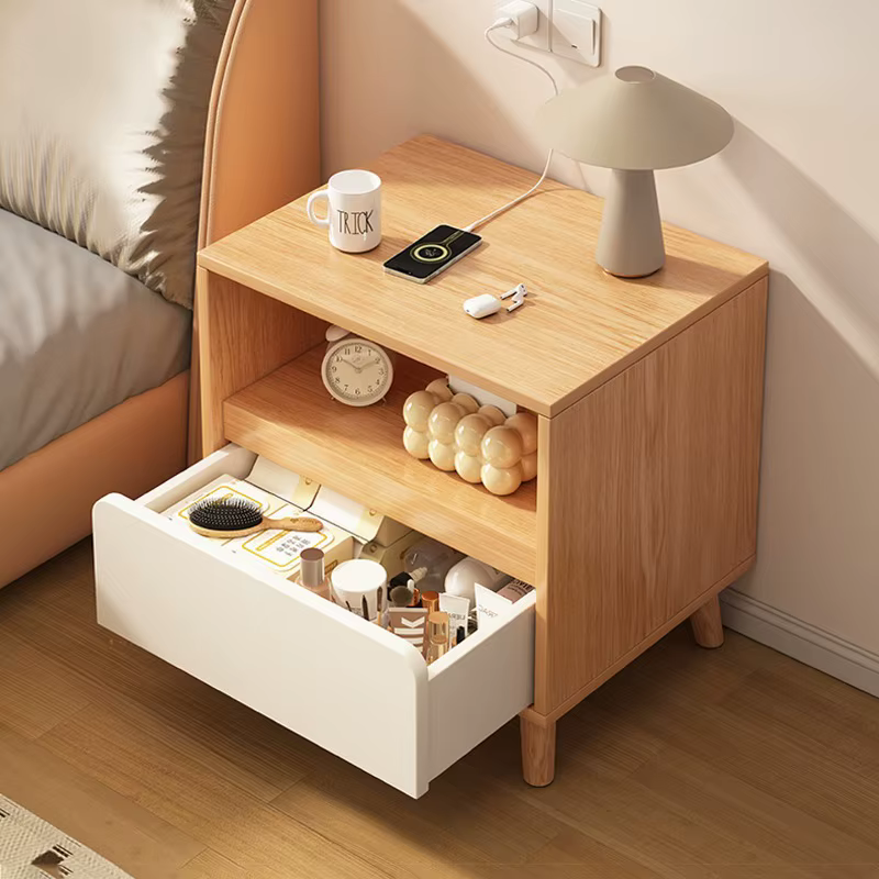 Table de chevet simple et moderne avec pieds en bois massif