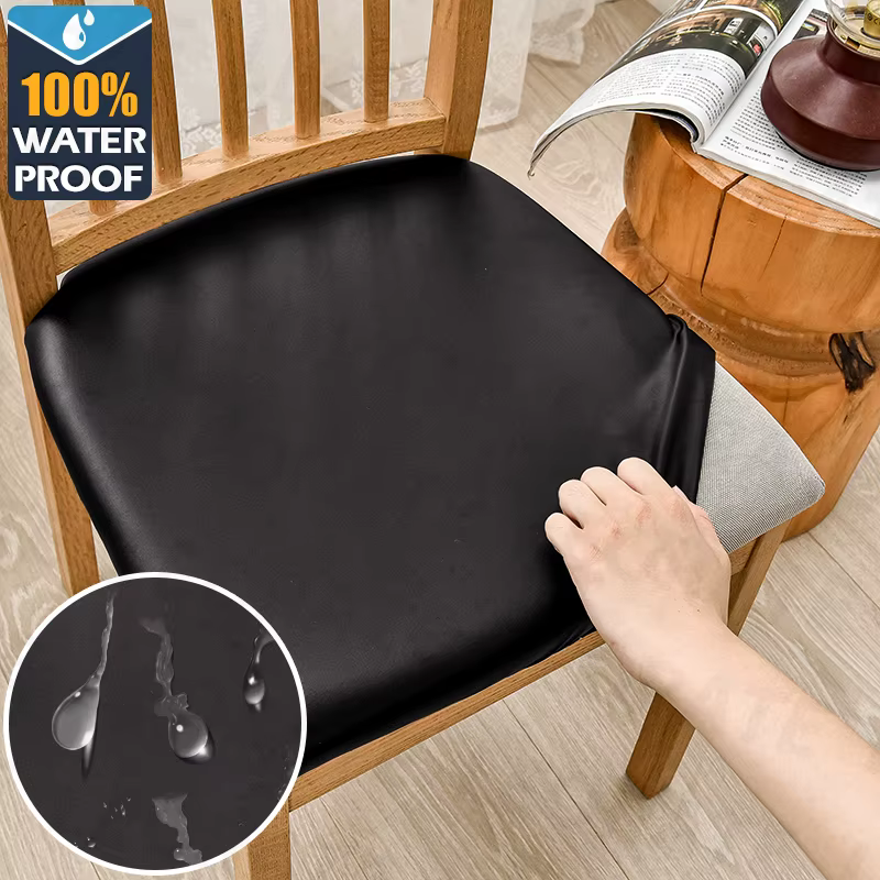 Housse de coussin de chaise carrée en cuir PU