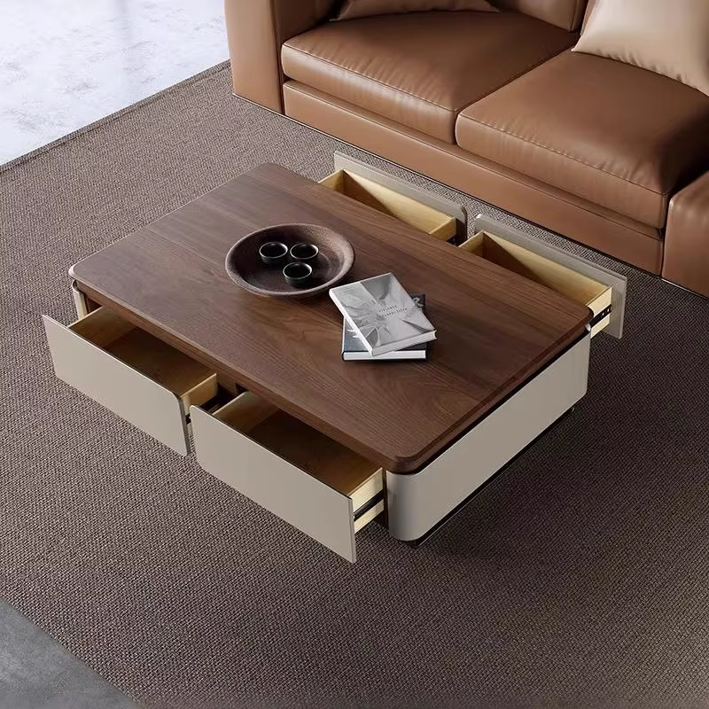 Table basse de salon moderne de luxe avec tiroirs
