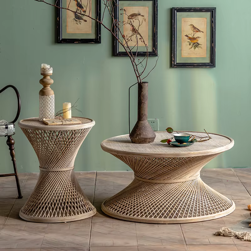 Table basse Vintage américaine Unique ronde du milieu du siècle