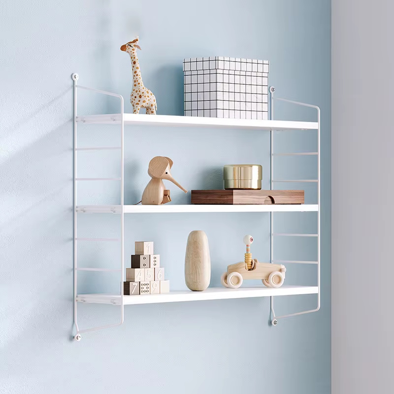 Étagères murales en fer et bois d'art étagère à livres pour salon chambre à coucher panier de rangement décoration