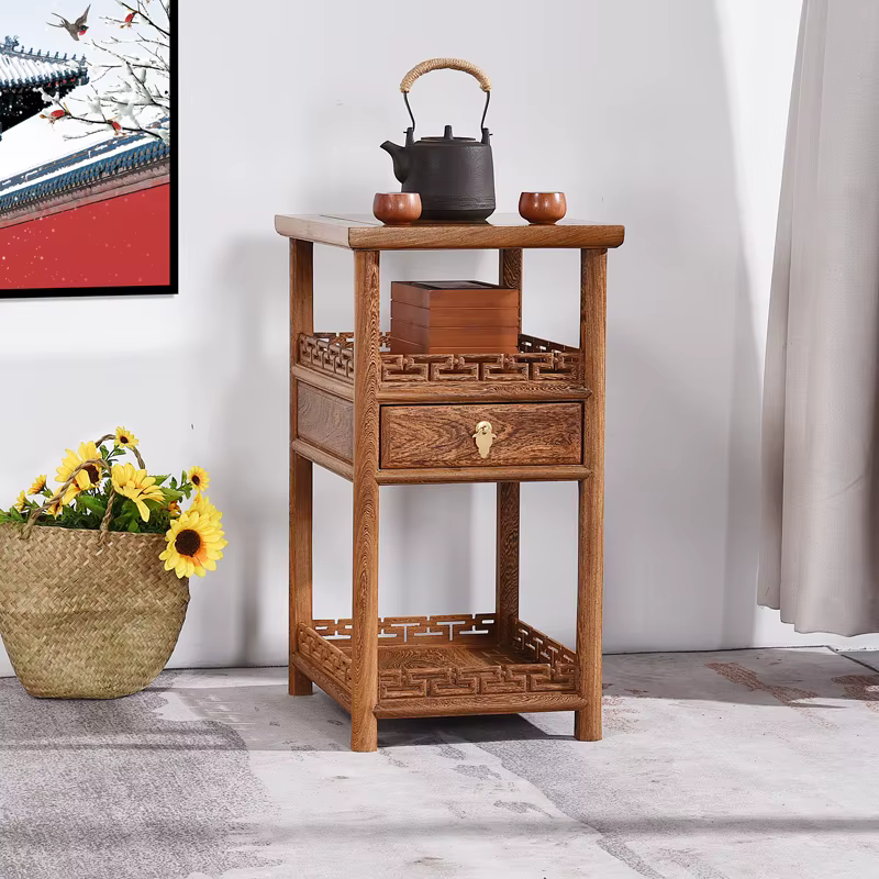 Petite Table basse chinoise en bois rouge