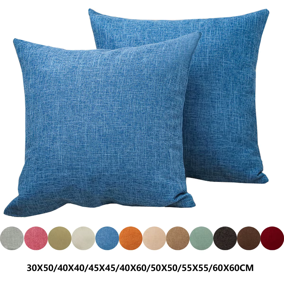 Housse de coussin de canapé solide 30X50/40X4045X45/40X60/50X50/55X55/60X60
