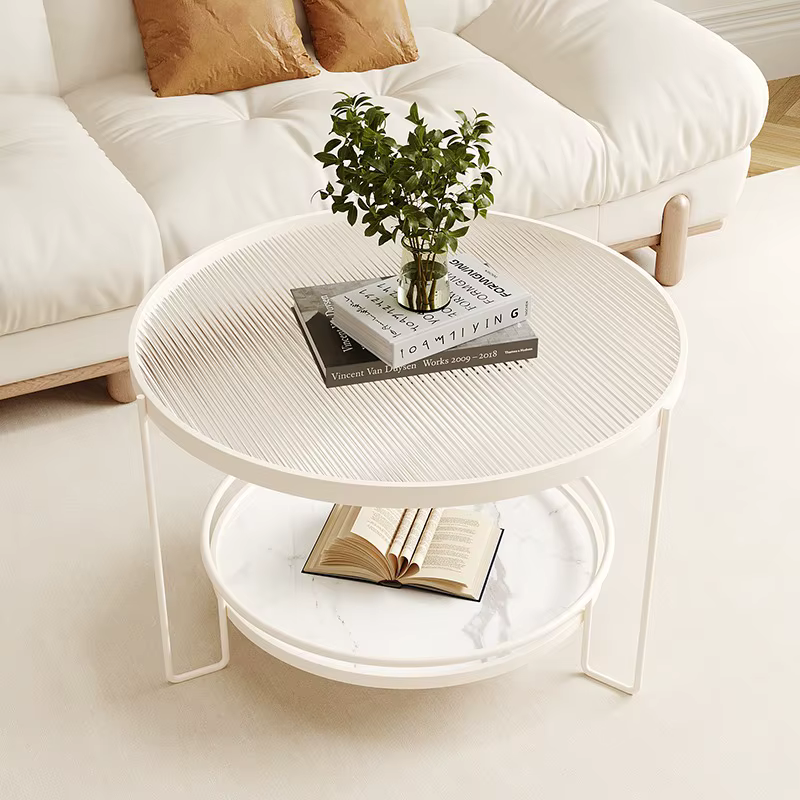 Table basse en verre salon petit appartement Simple moderne ronde Double dalle de roche petites Tables basses Жур