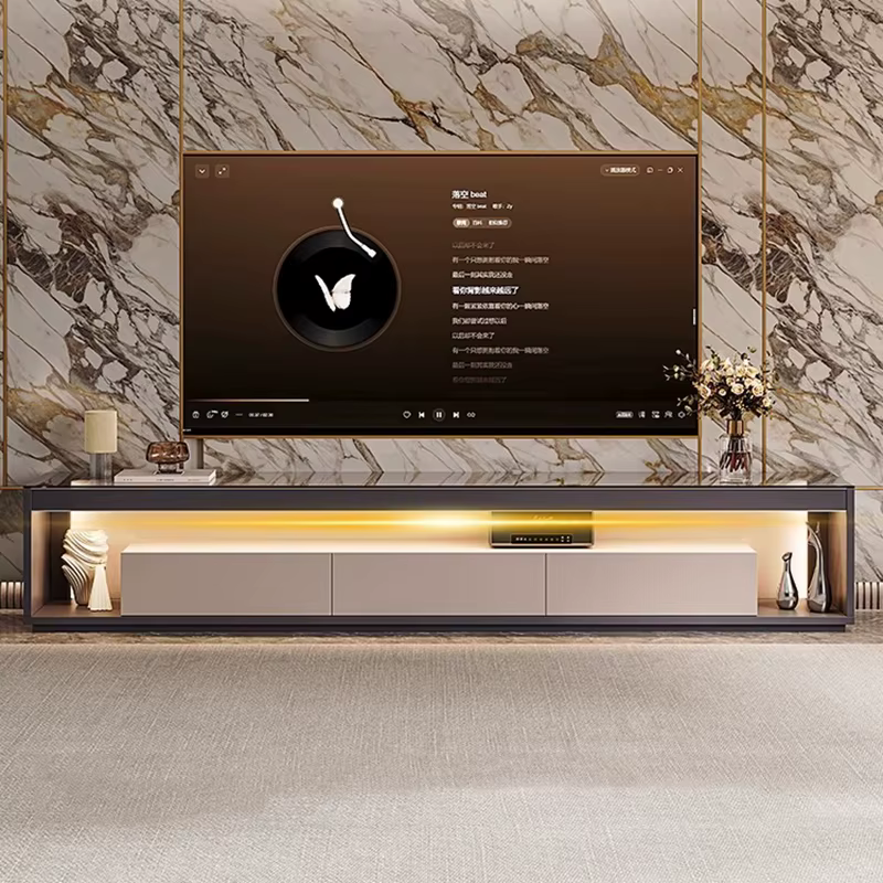 Verre Transparent Tv Table Meuble de rangement sol de luxe moderne Tv