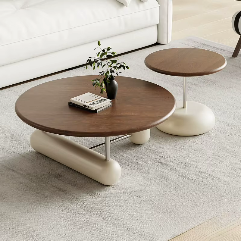Table basse ronde en bois pour chambres à coucher