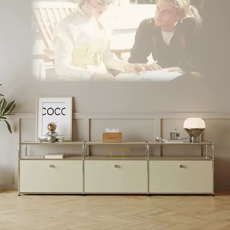 Meuble TV Rétro de Style Mid-Century avec Étagères
