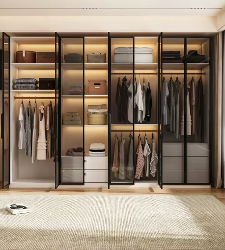Bibliothèque de Luxe au Design Moderne avec Porte en Verre Simple