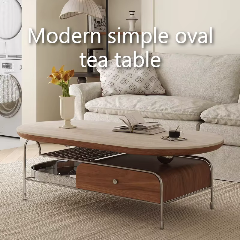 Nouvelle Table Basse Ovale 2026 avec Rangement