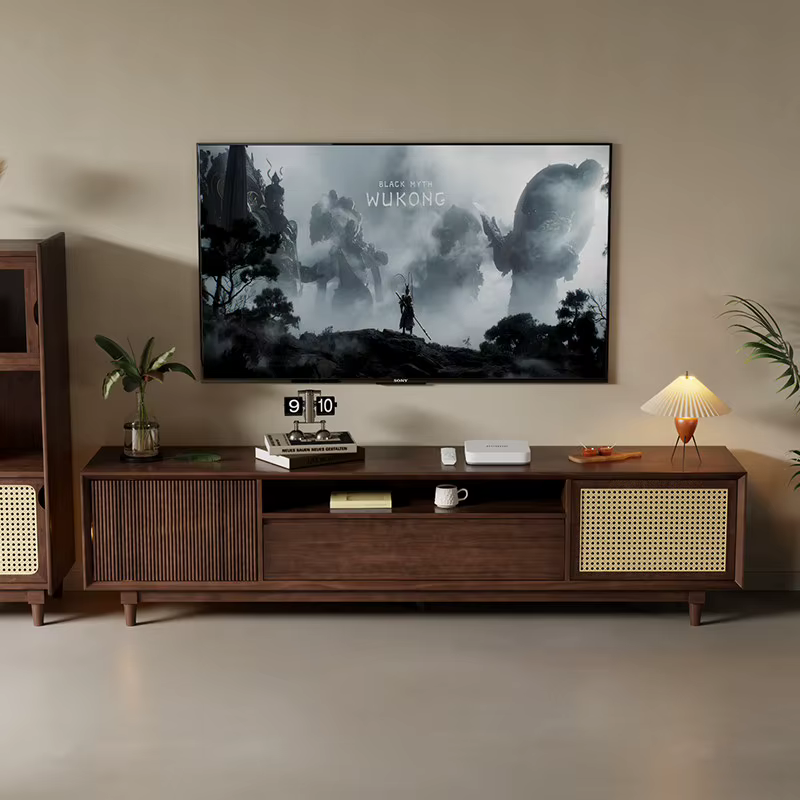 Porte Vintage longue meuble Tv décoration marron salon
