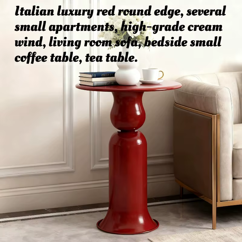 Table d'appoint ronde rouge de luxe italienne pour salon