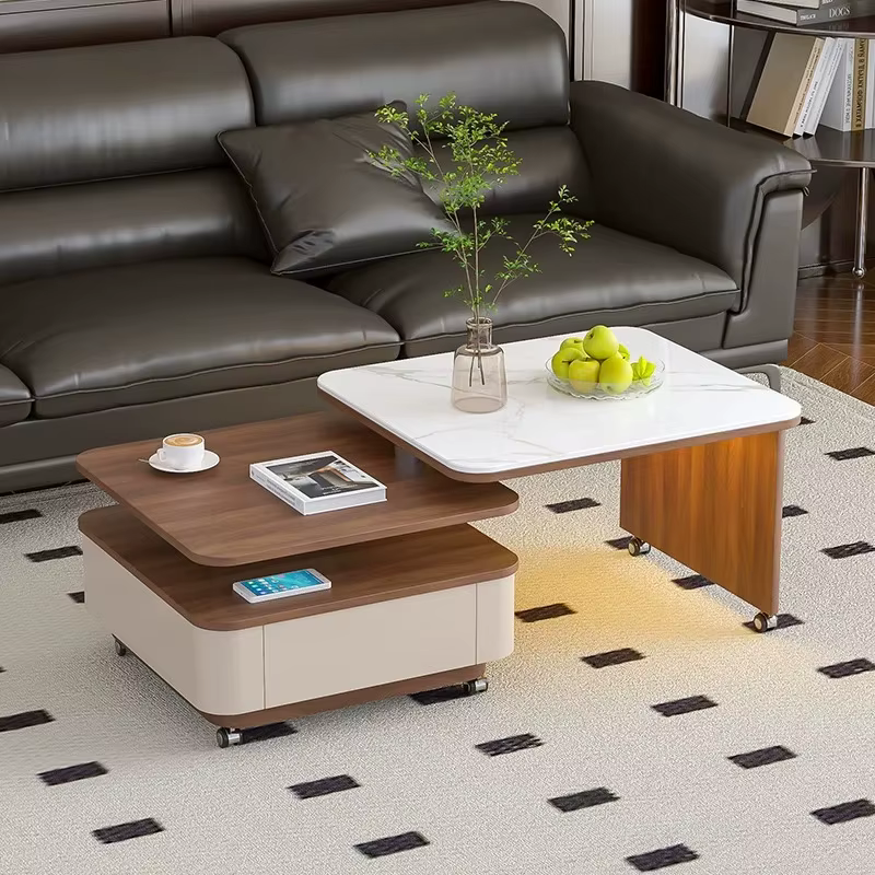 Table basse en dalle de roche de style médiéval pour salon
