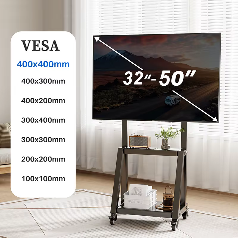 Support TV mobile sur roulettes pour téléviseurs de 32 à 50 pouces
