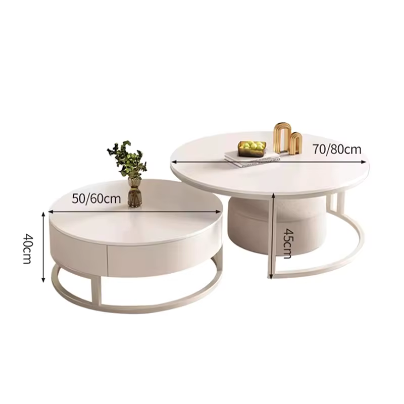 Table basse ronde simple et luxueuse pour petit appartement
