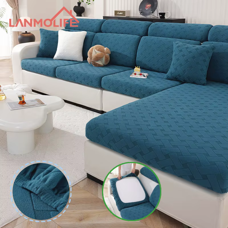 Housses de coussin de canapé en Jacquard entrelacé de couleur unie