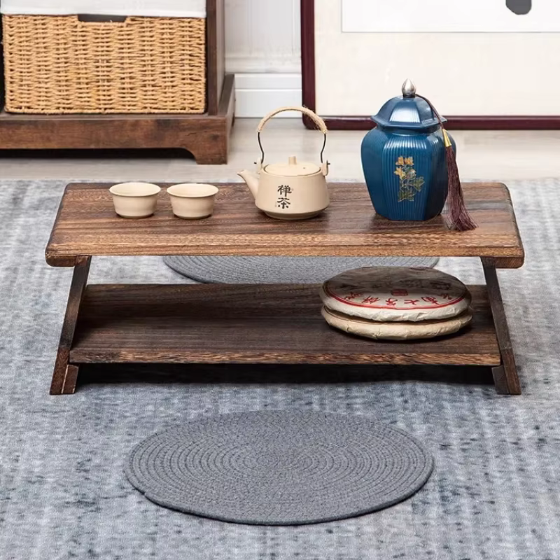 Table à thé japonaise en bois massif