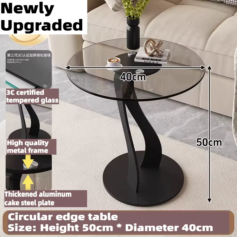 Table basse ronde en verre trempé