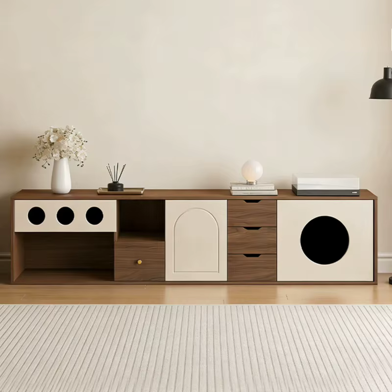 Meuble TV d'angle vintage en bois, style Mid-Century, pour salon de luxe