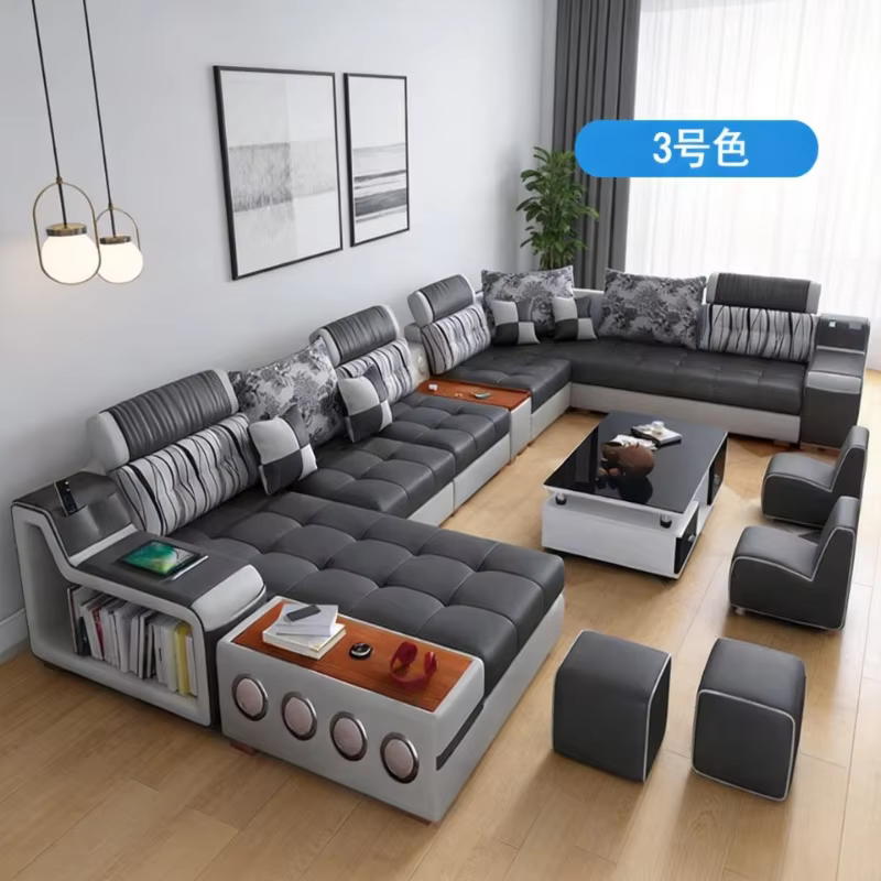 Canapé sectionnel moderne en forme de U avec rangement