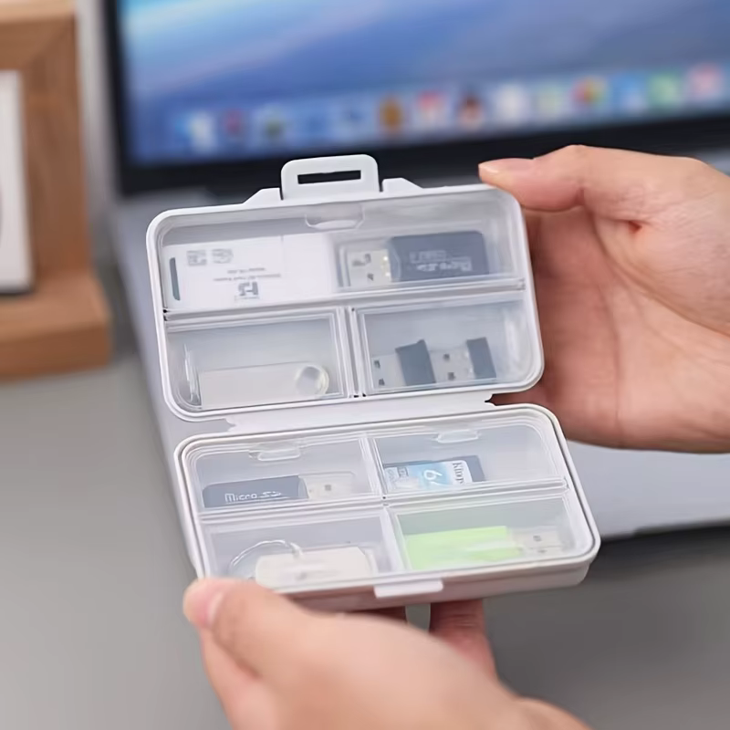 Boîte de rangement USB 1 pièce avec compartiments et couvercles