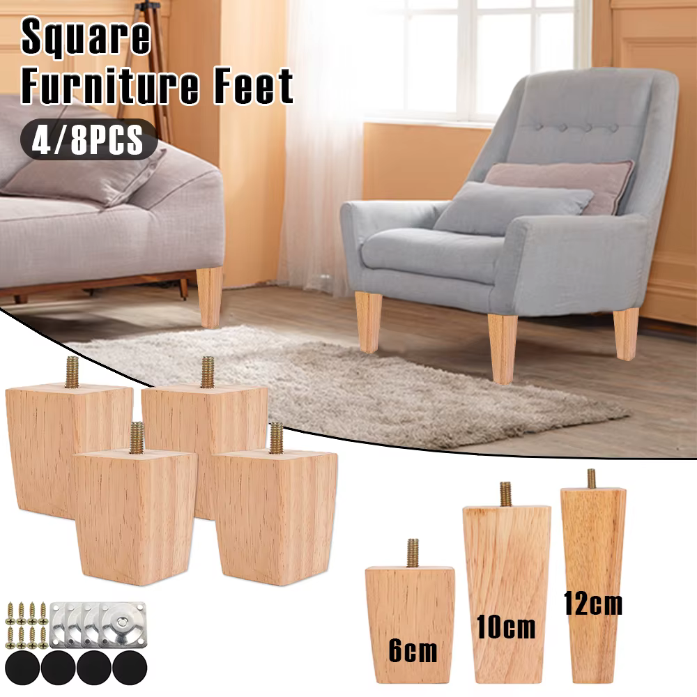 4/8 pièces pieds de meubles carrés 6/10/15cm