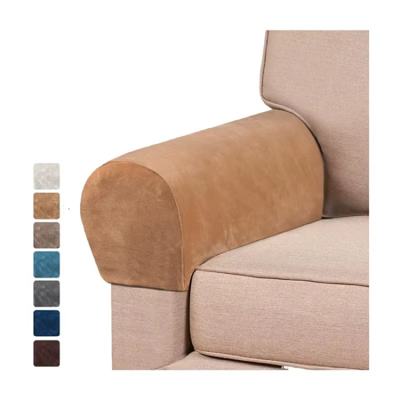 Housse d'accoudoir élastique extensible en velours de luxe