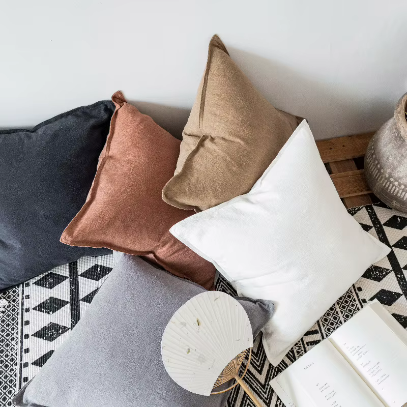 Housse de coussin de canapé en coton et lin épais