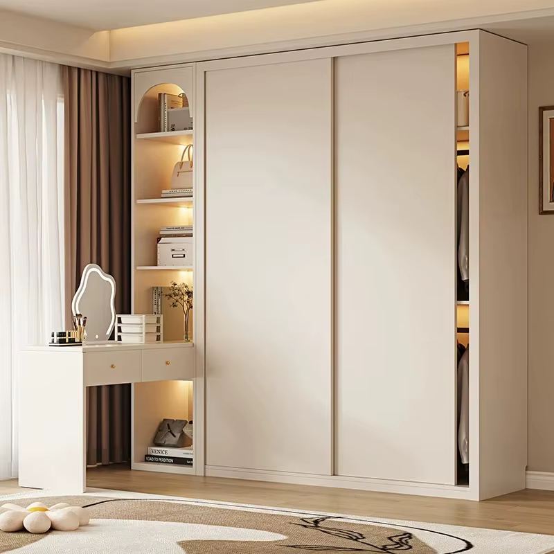 Armoire d'angle coulissante de style rétro français en bois