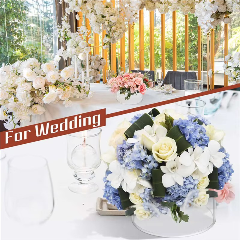 6 pièces pièce maîtresse florale en acrylique pour décorations de Table à manger Vase à fleurs rond de mariage 12 trous