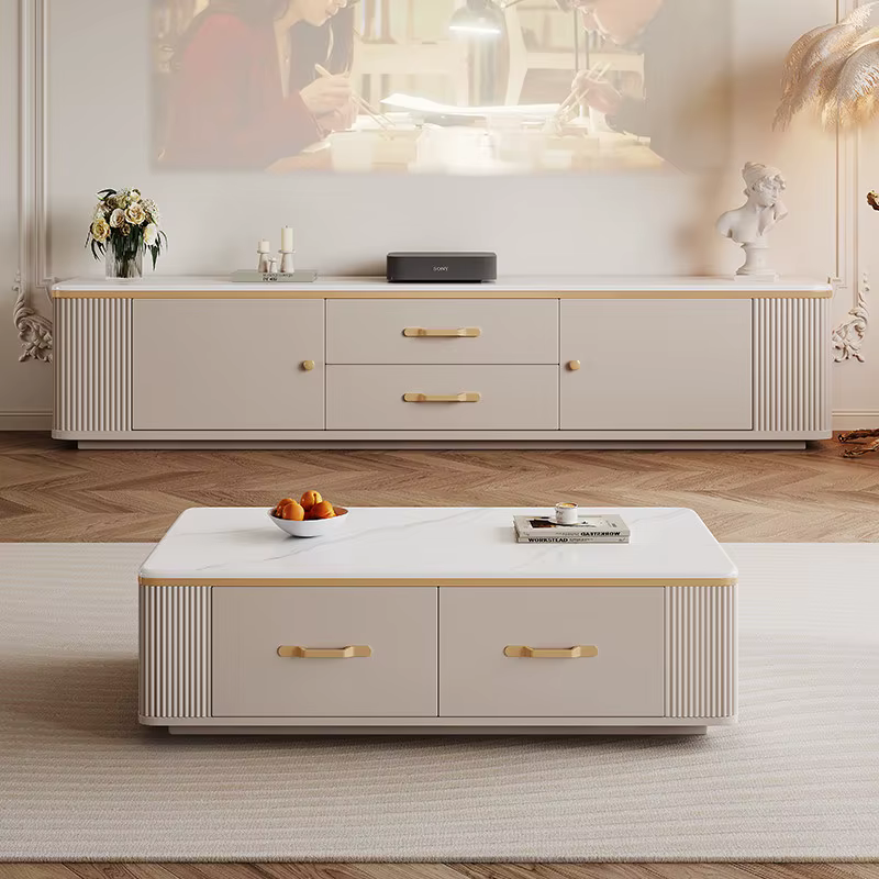 Meuble TV sur pied en bois massif