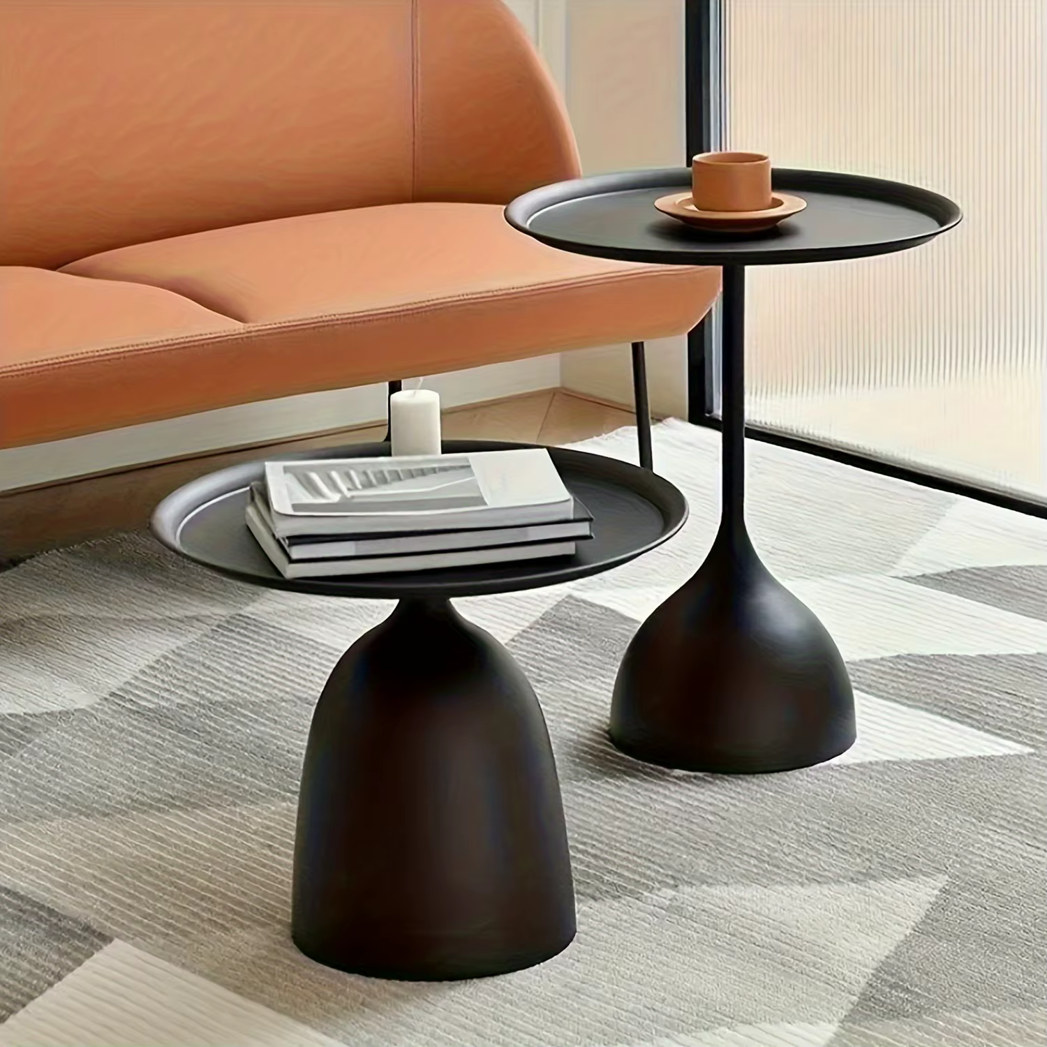 Ensemble de table d'appoint gigogne ronde 2 pièces