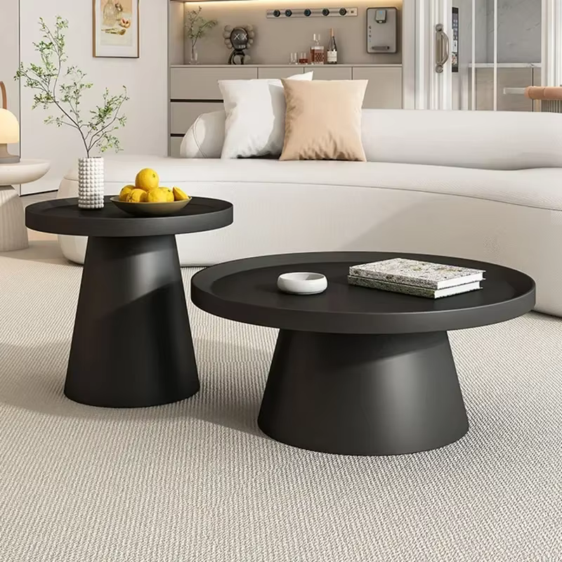 Plateau esthétique Tables basses ornements noirs Table basse réglable Simple ronde minimaliste Mesa Centro Salon meubles de maison