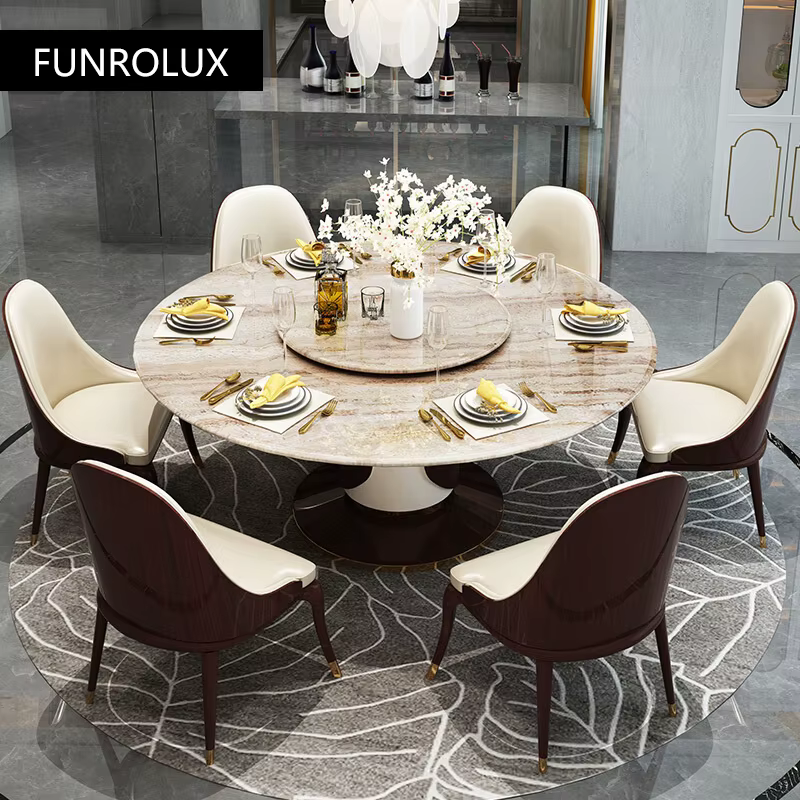 Table à manger en marbre de style moderne, table ronde, tables à manger