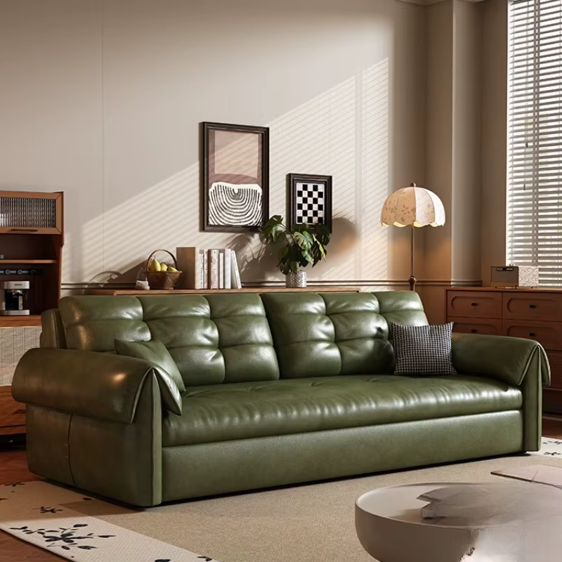Canapés Vintage modernes vert Corium huile cire Simple Relax