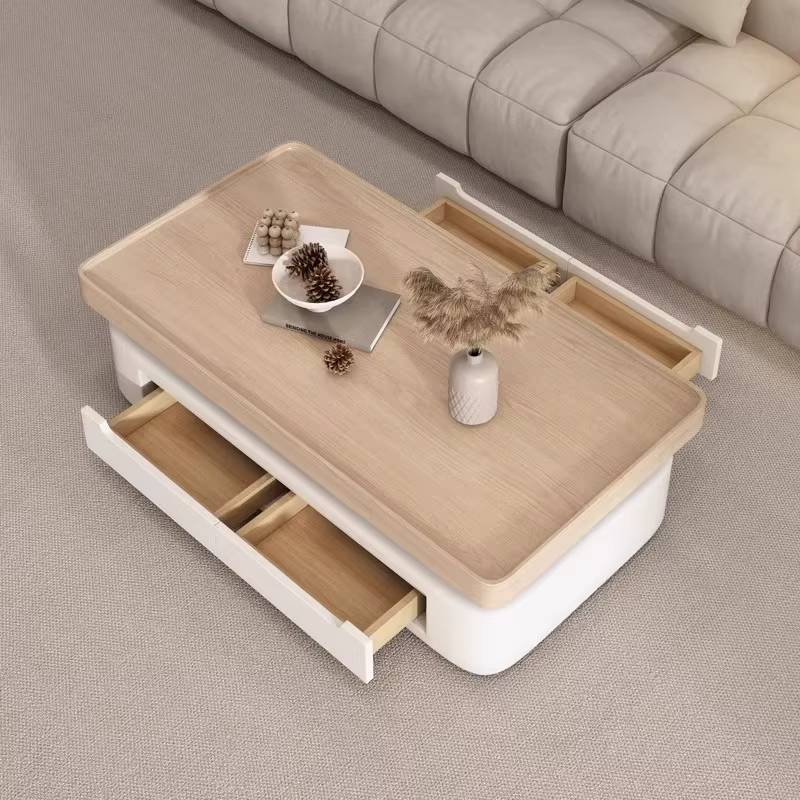 Table basse design nordique avec rangement