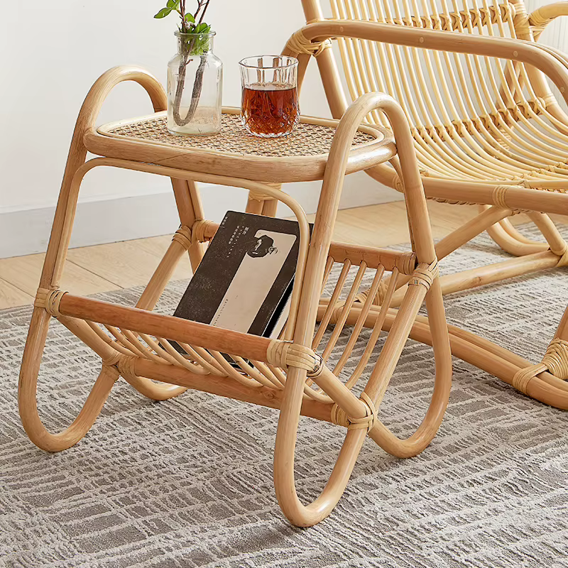 Table basse japonaise minimaliste en rotin INS