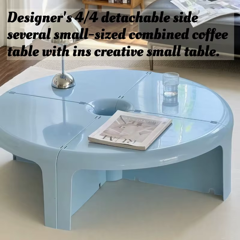 Table basse ronde petite et colorée de style Mid-Century