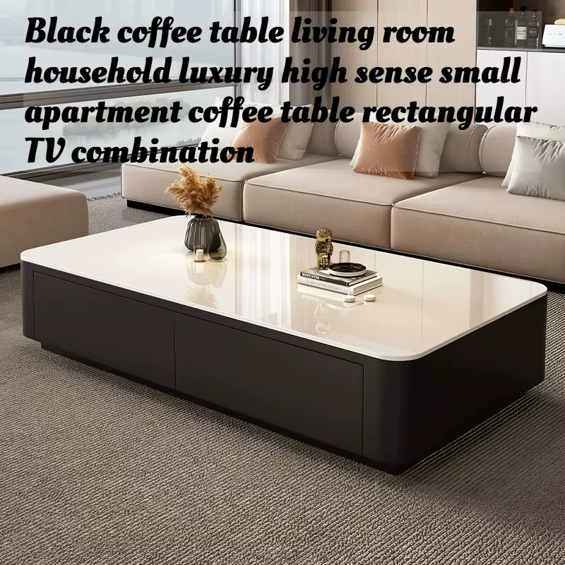 Table basse noire de luxe rectangulaire pour salon