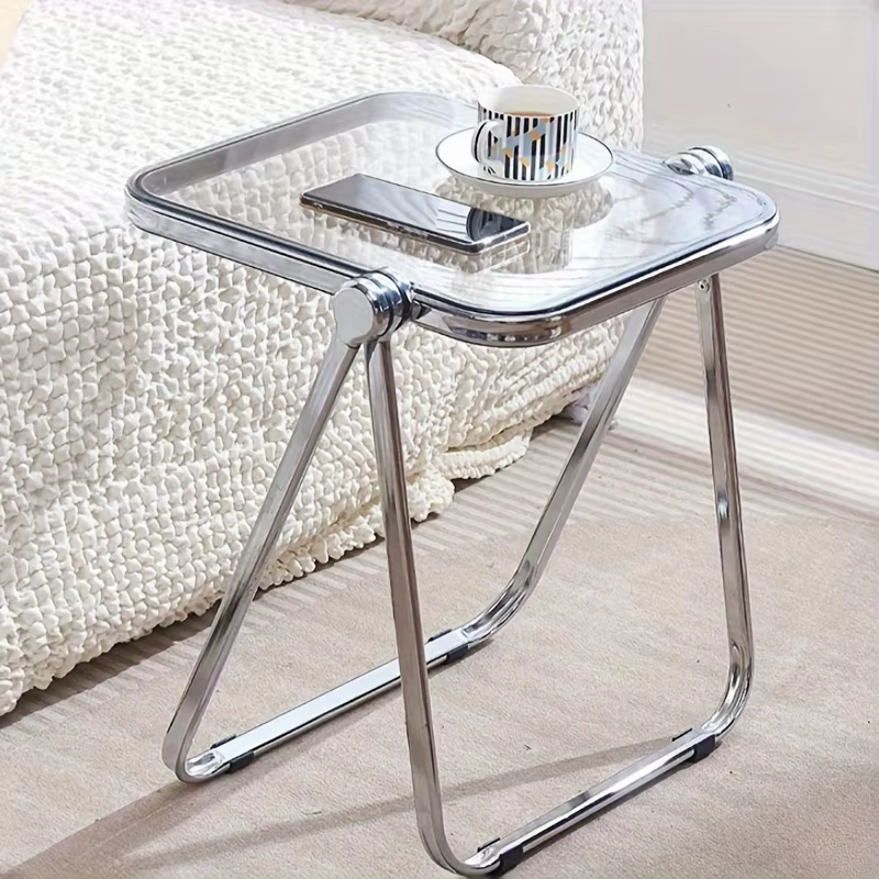 Table d'appoint pliante-table basse transparente à la mode pour salon canapé coin et balcon