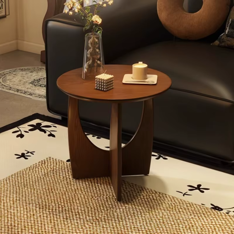 Table d'appoint ronde nordique en bois massif