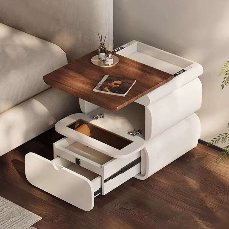 Table De chevet nordique rustique avec compartiment Secret