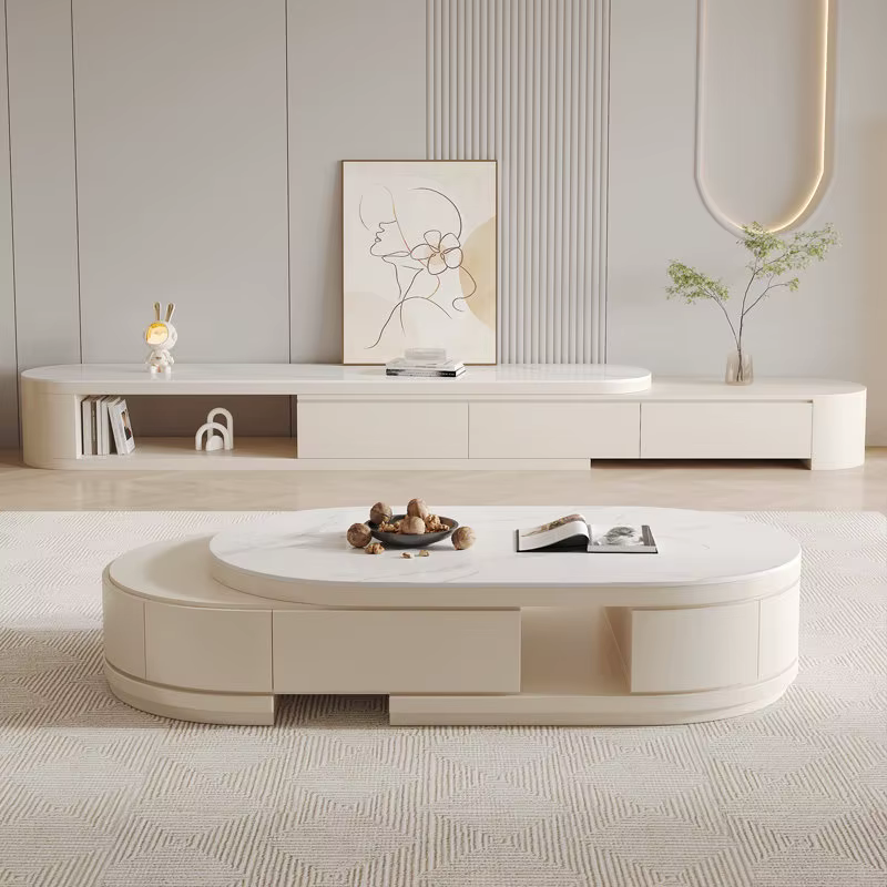 Table basse ovale moderne extensible et réglable