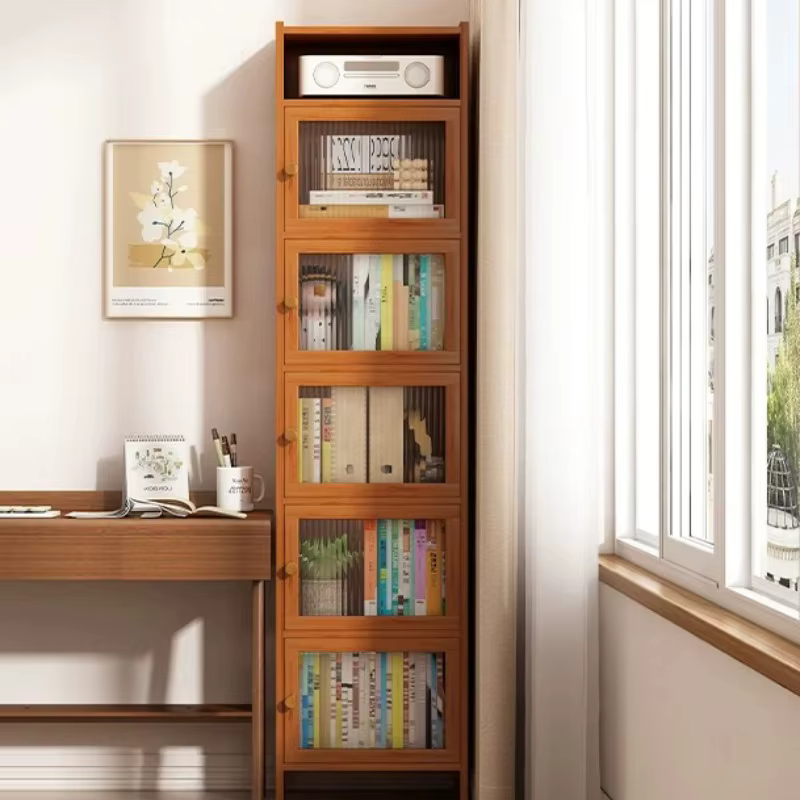 Bibliothèque étroite en bois massif