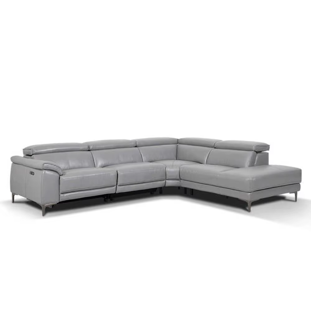 Linlamlim Canapé sectionnel inclinable électrique moderne en forme de L – Ensemble de canapés de salon en cuir véritable avec appui-tête réglables