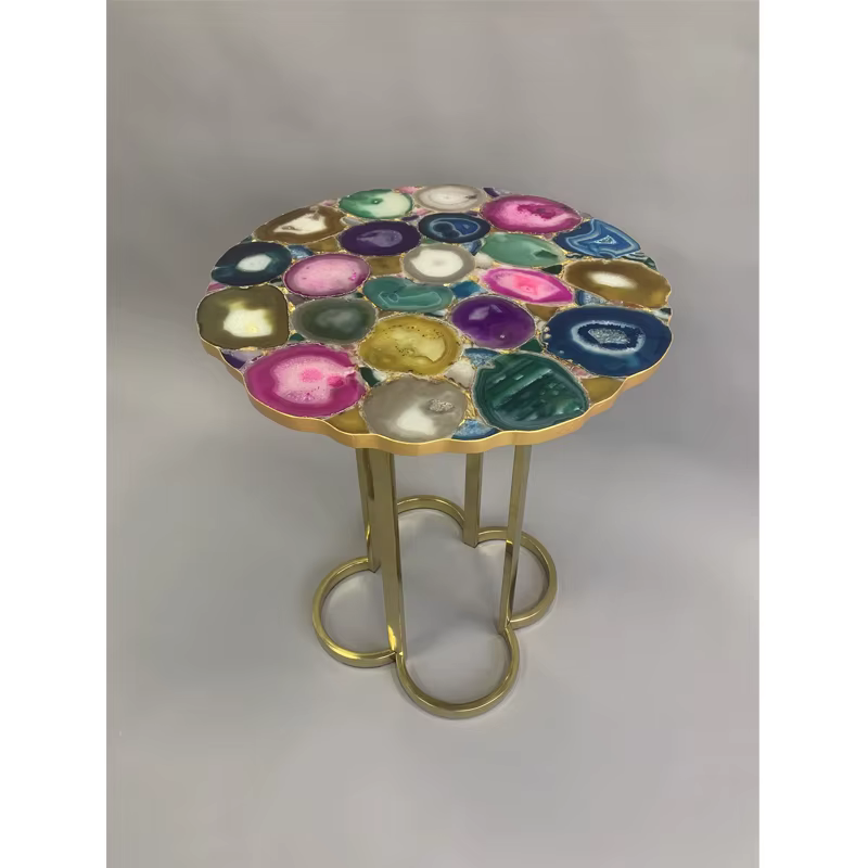 Table basse en forme de fleur en acier inoxydable