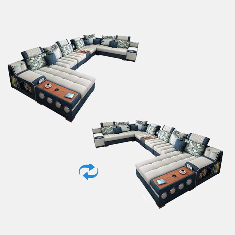 Canapé modulaire rembourré en tissu avec porte-gobelets